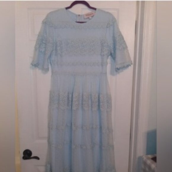 Jessakae Monet Blue Lace Crochet Midi Dress - Picture 2 of 2